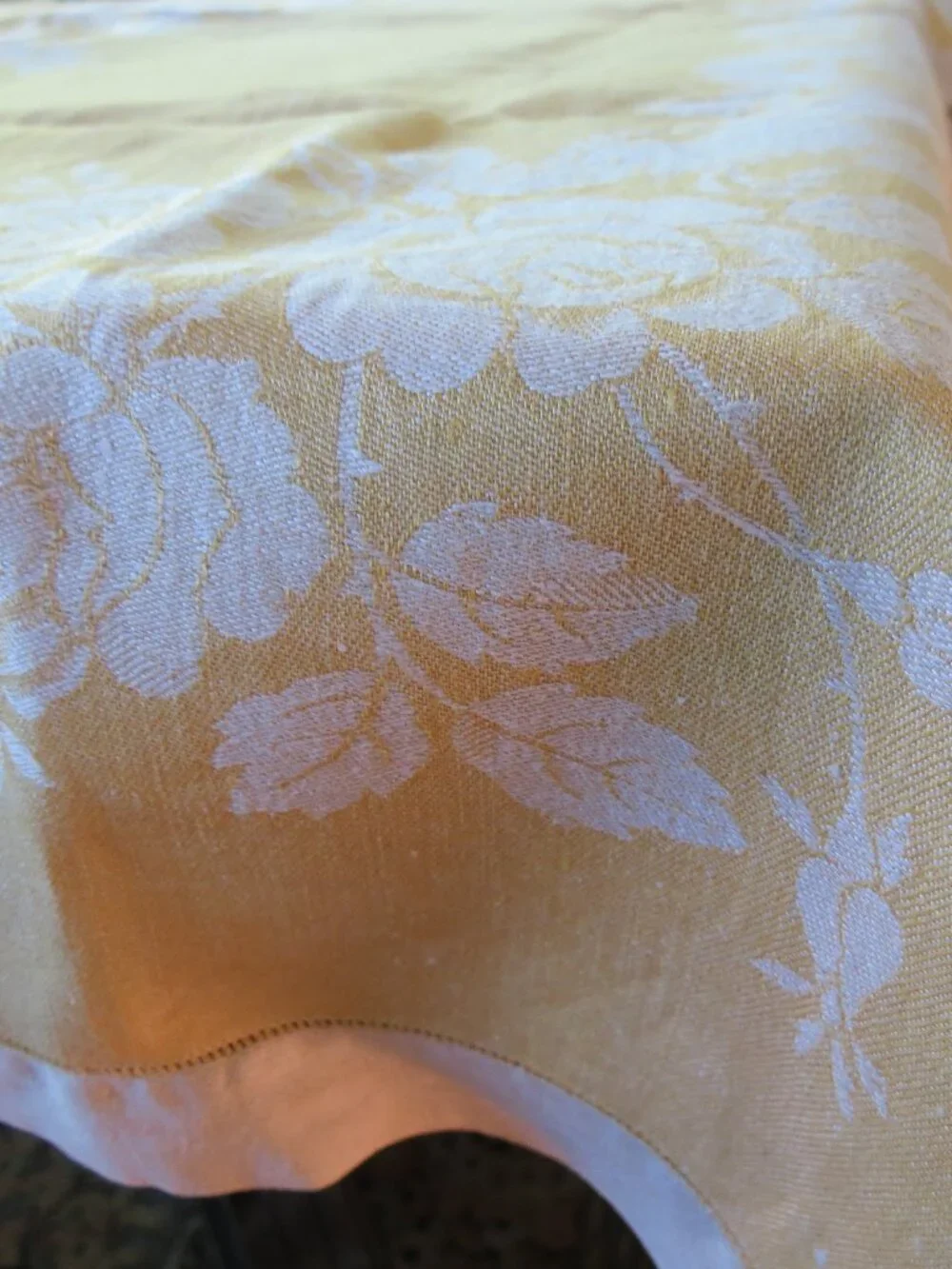 Vintage Reversible Jacquard Tablecloth Yellowish Gold